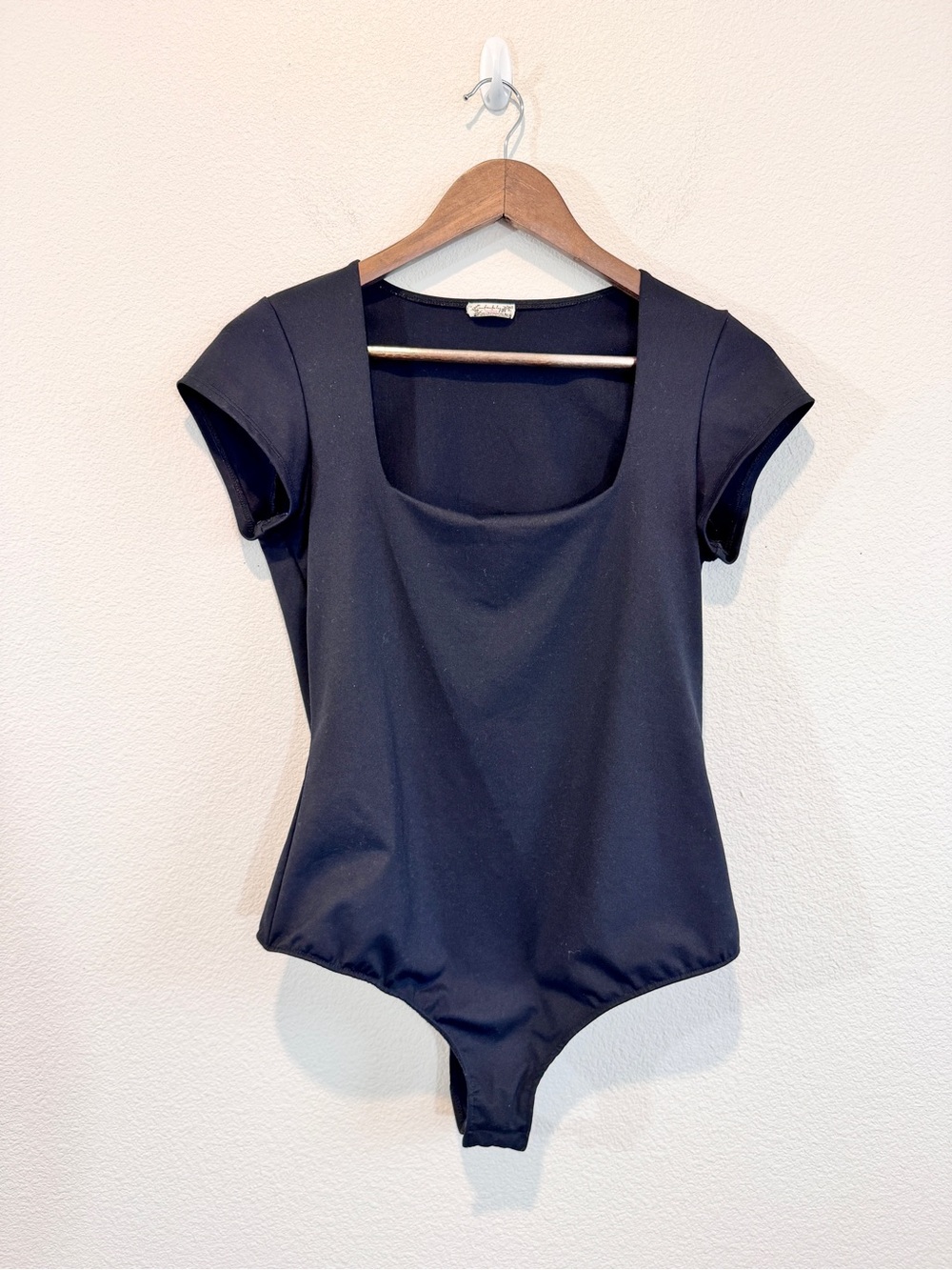 Intimately Free People Black Square Neck Bodysuit Large Balletcore Minimal J55
